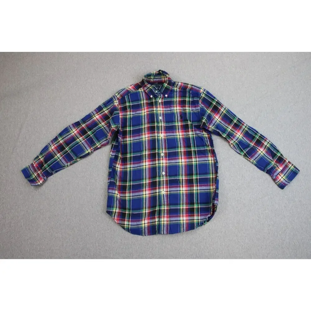 Ralph Lauren Shirt Boys Medium (10-12) Plaid‎ 100% Cotton Button-Down